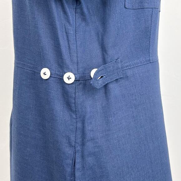 Something, Somewhere Navy Blue Linen Utility Cargo Mini Dress - Picture 5 of 8